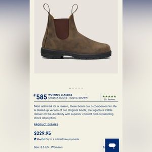 Blundstone 585 Rustic Brown Women’s US Size 8.5